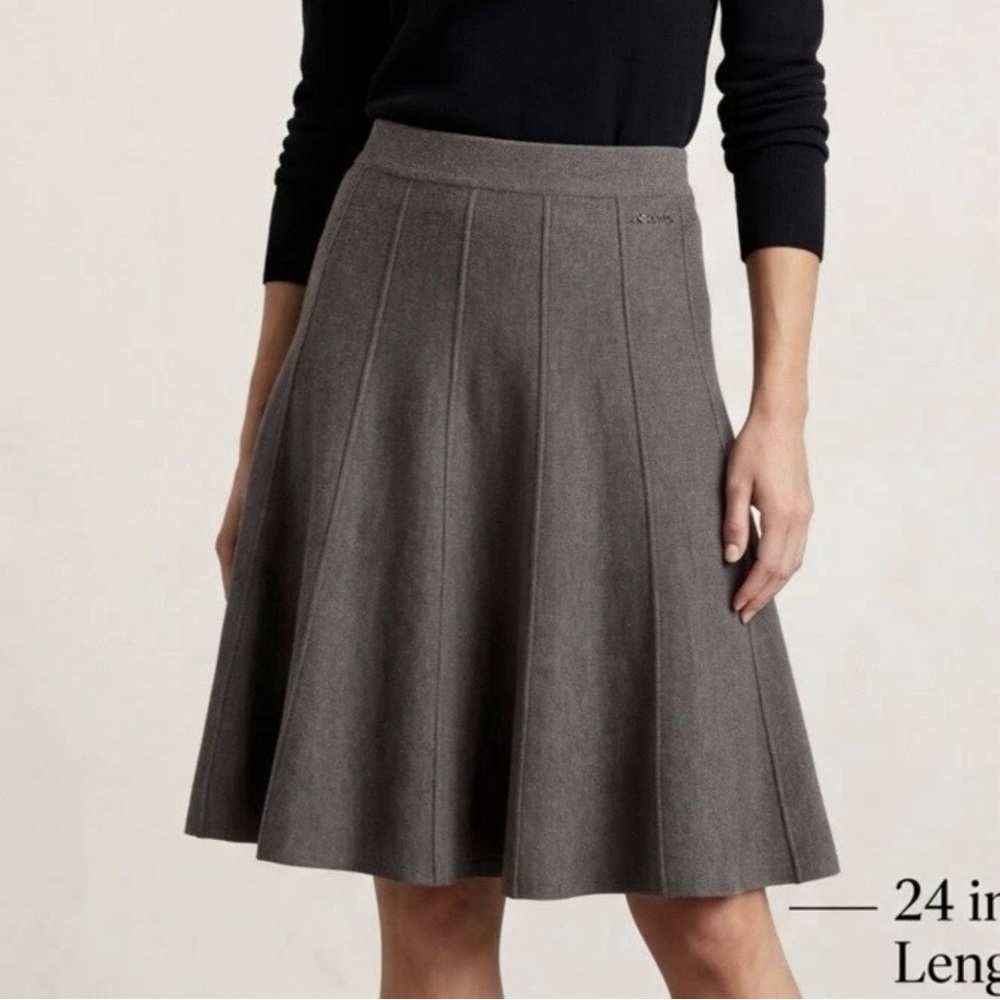 Nic and Zoe Skirt Womens Medium Brown Knit Flared Circle Academia Boho Neutral